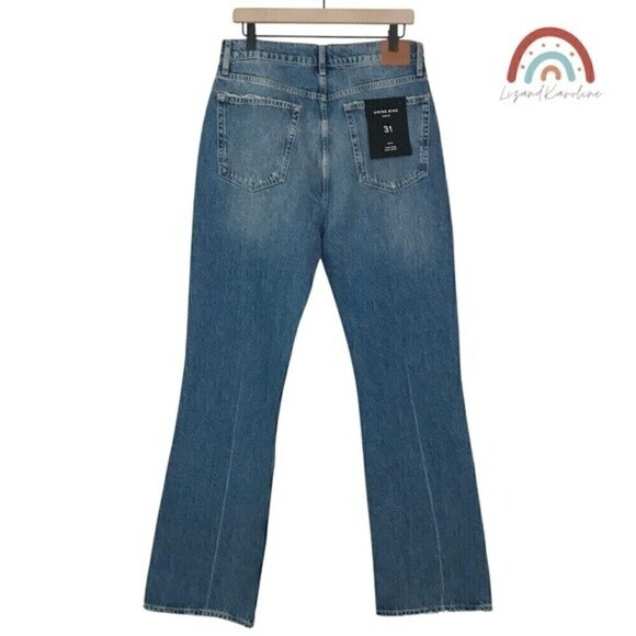 New! Anine Bing Bryn High Rise Easy Boot Effie Blue Button Fly Flare Jeans - Picture 3 of 10